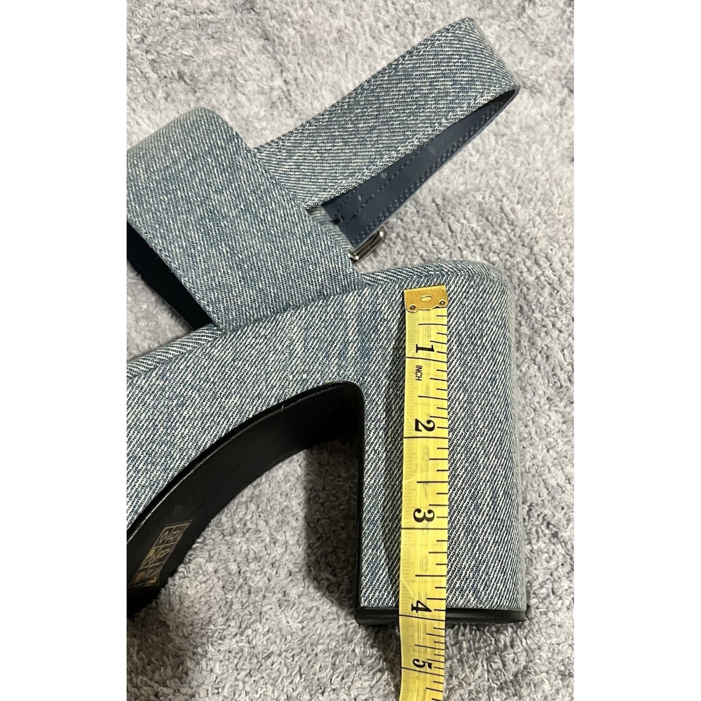 Jeffrey Campbell Moody Denim Platform  Ankle Strap Chunky Heel 8.5 Modern Shoes - Picture 5 of 8